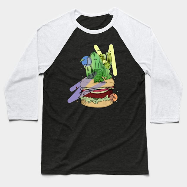 Burger Baseball T-Shirt by Hadi_Bijaw